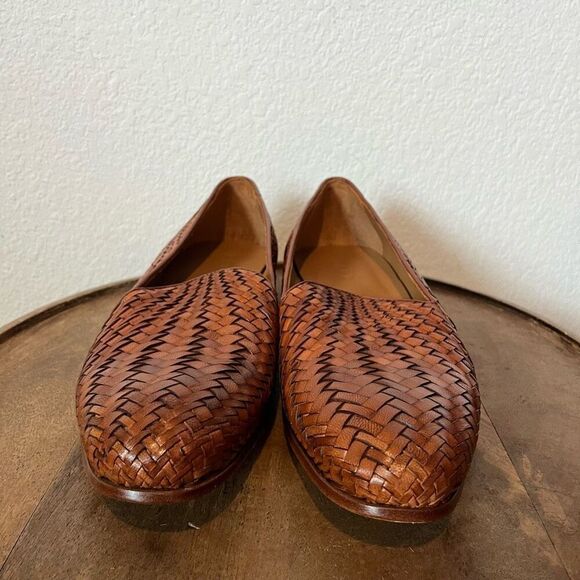 Taft The Monaco Woven Slip-On Loafers Brown Leather Dress Shoes Men's Size 44 11 - Picture 2 of 8